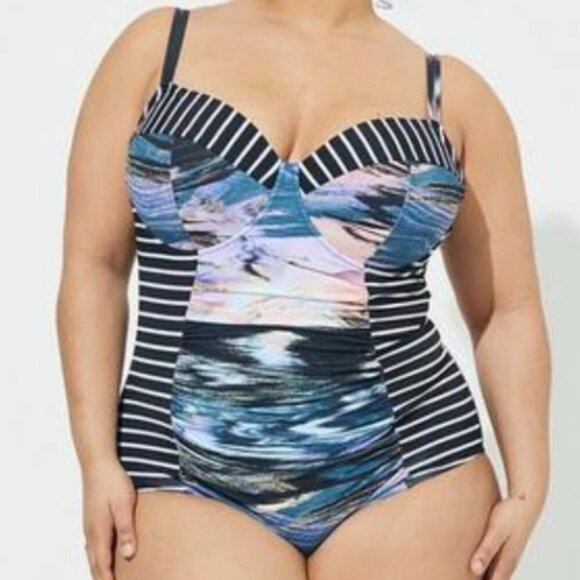 Torrid Slim Fix Underwire One Piece Swimsuit, plus size 6x DD/F - Picture 1 of 9